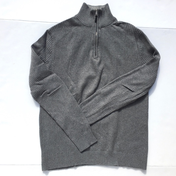 Calvin Klein Light Grey Cotton 1/4 zip sweater M - Picture 2 of 7